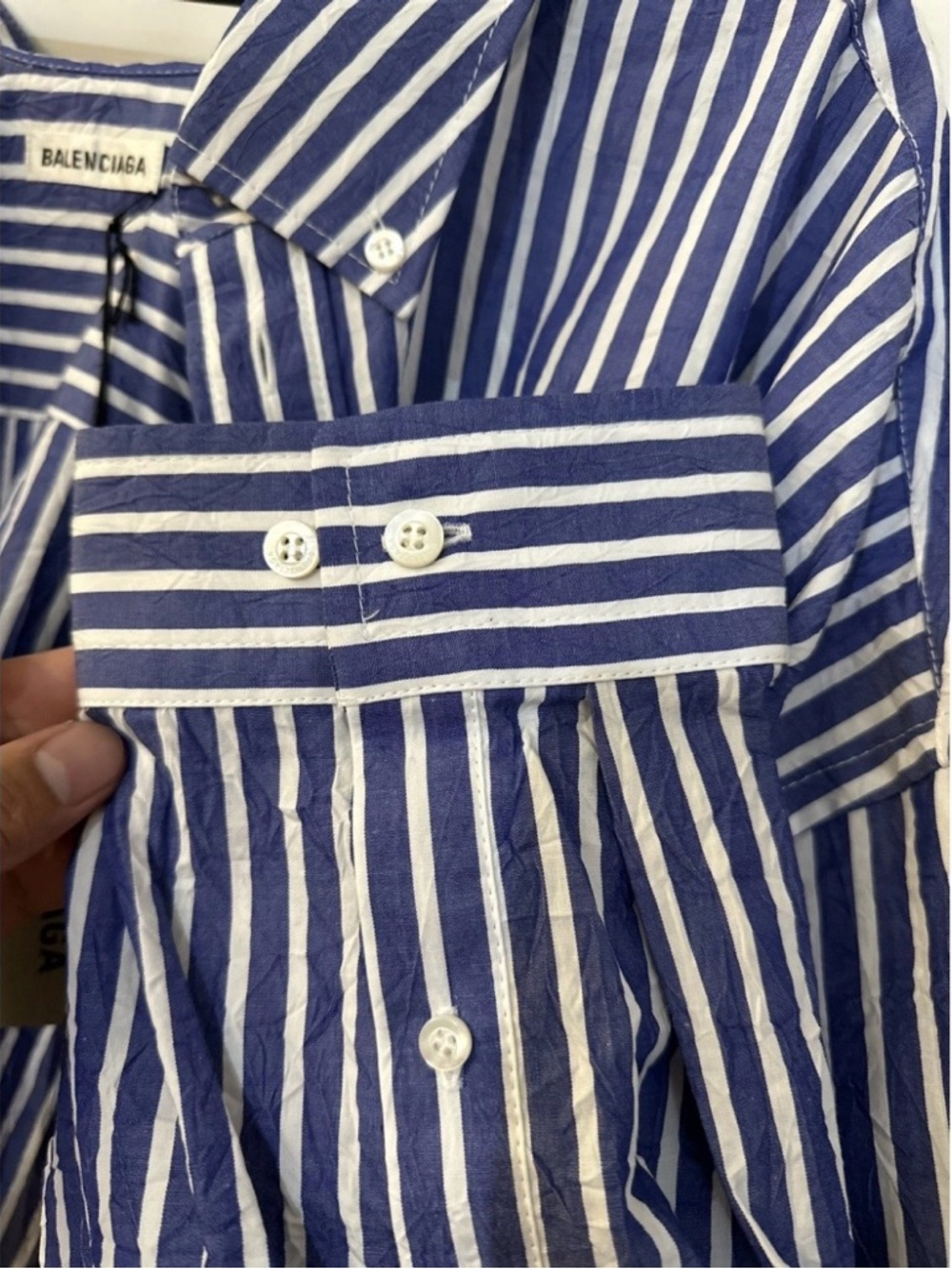 NWT Balenciaga Unisex Oversized Stripped Poplin Shirt Runway Size 3 $1,350 Auth - Picture 11 of 12